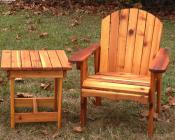 Click to enlarge image Cedar stained Garden Chair and versatile 20" side table - Garden Chair: 20 - This chair is very easy to get in and out of.